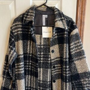 Grace Karma Plaid Fuzzy Shacket